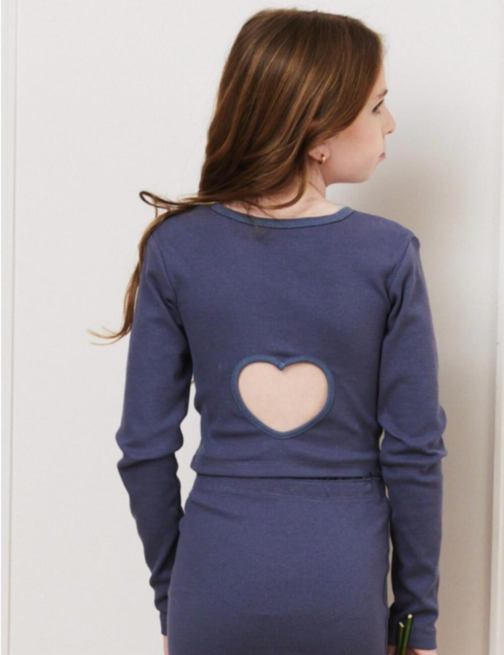 NEW THEME sloane long sleeve heart cut out top in grey